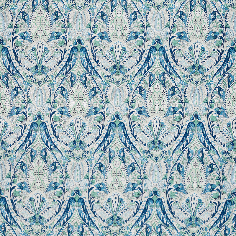 Schumacher Layla Paisley Blue & Green Fabric 177671