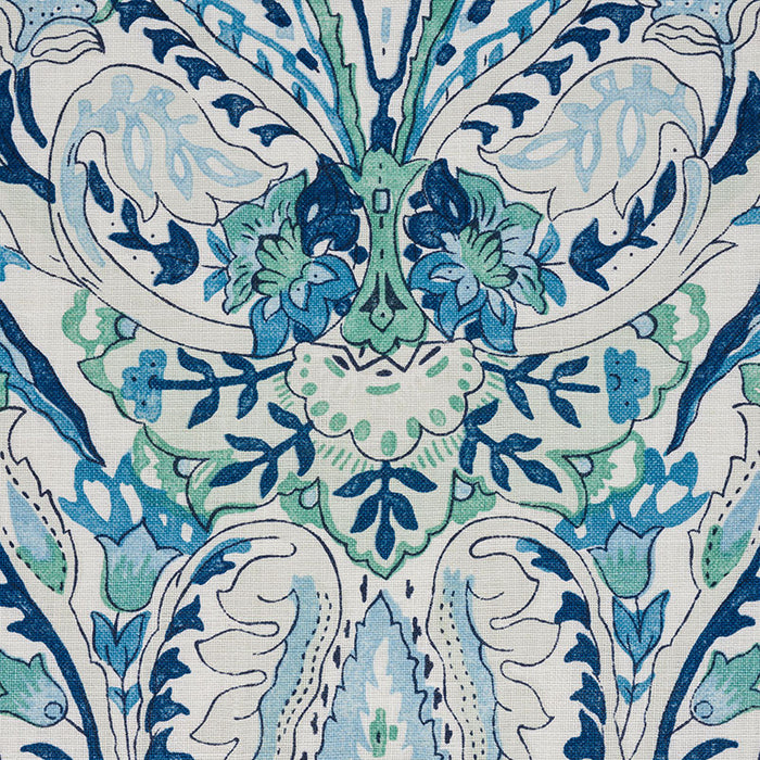 Schumacher Layla Paisley Blue & Green Fabric 177671