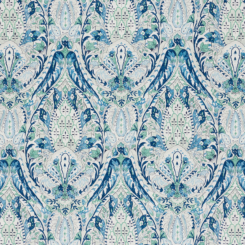 Schumacher Layla Paisley Blue & Green Fabric 177671