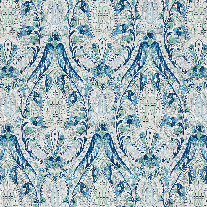 Schumacher Layla Paisley Blue & Green Fabric Sample 177671