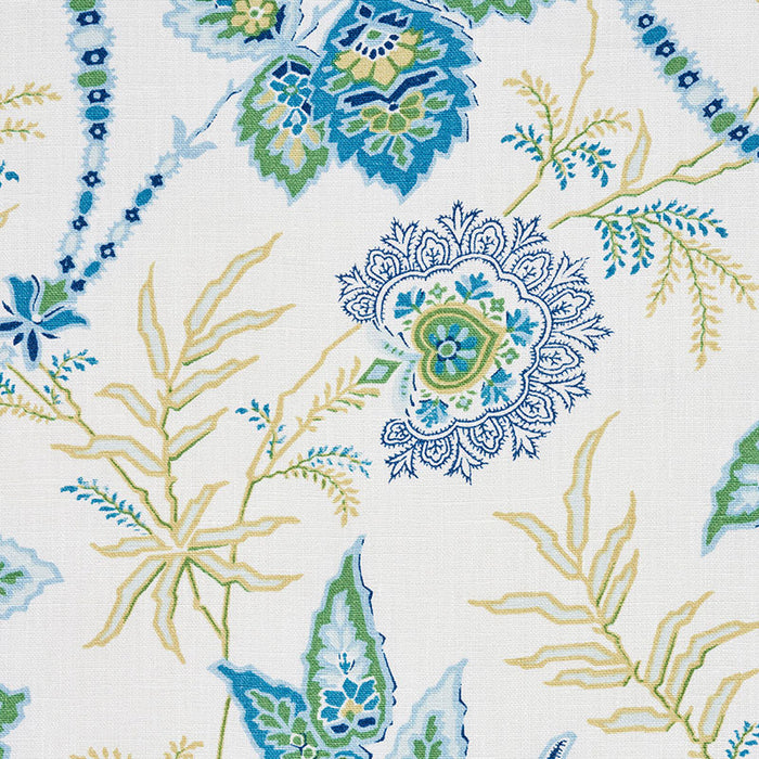 Schumacher Emperor'S Vine Peacock Fabric Sample 177681