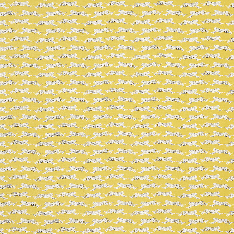 Schumacher Leaping Leopards Yellow Fabric 177740