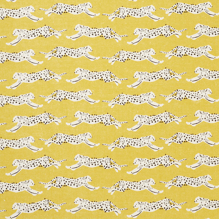 Schumacher Leaping Leopards Yellow Fabric 177740