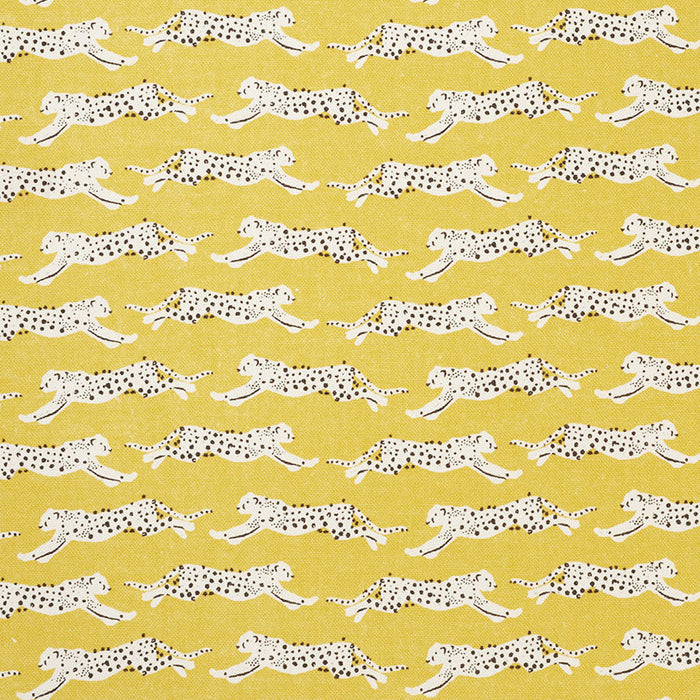 Schumacher Leaping Leopards Yellow Fabric Sample 177740