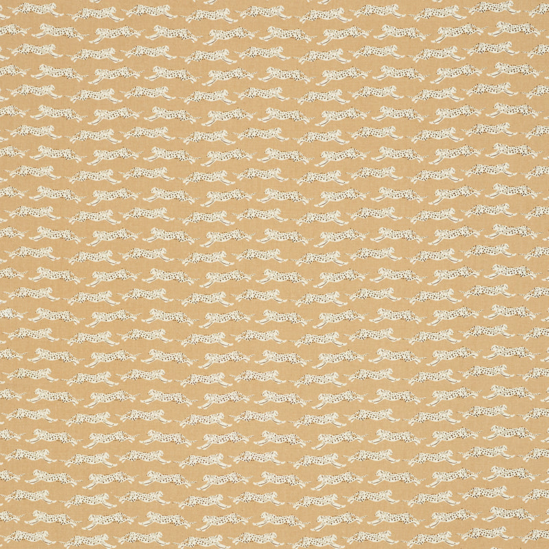 Schumacher Leaping Leopards Sand Fabric Sample 177741