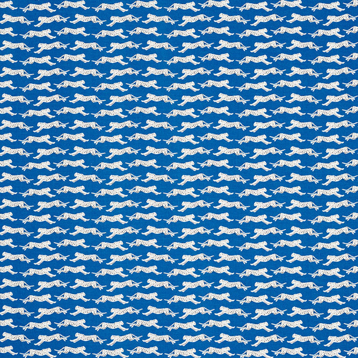 Schumacher Leaping Leopards Blue Fabric Sample 177742