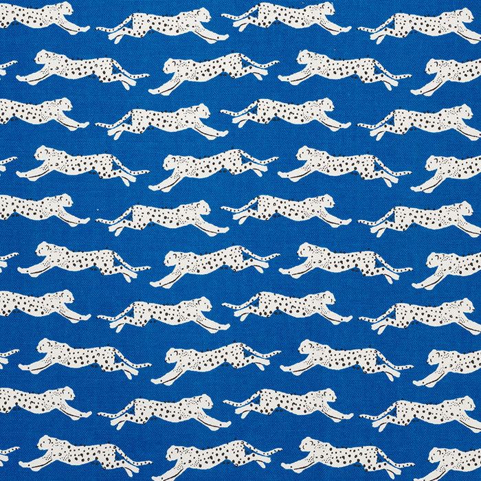 Schumacher Leaping Leopards Blue Fabric Sample 177742