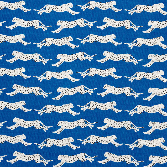 Schumacher Leaping Leopards Blue Fabric 177742