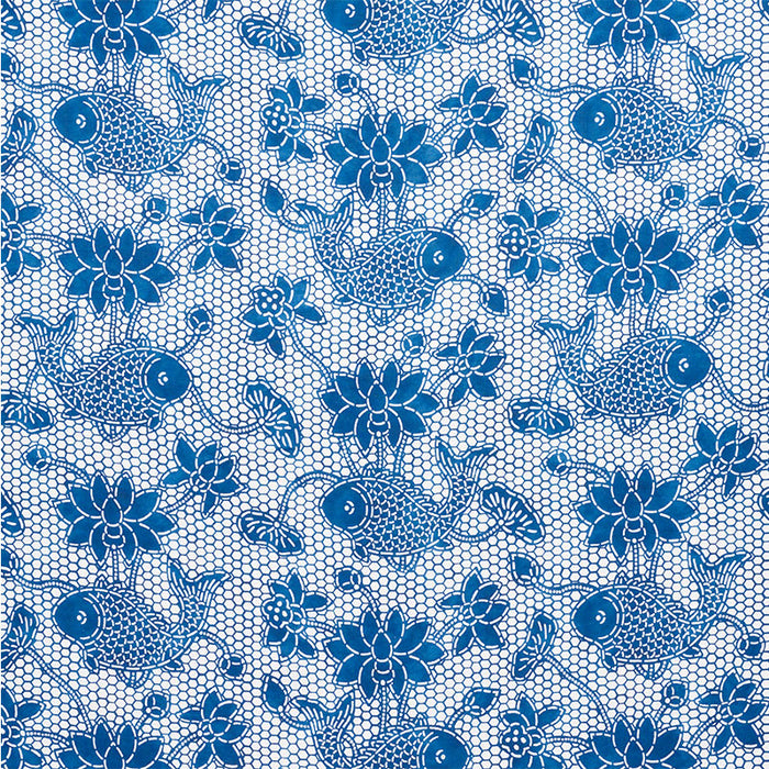 Schumacher Lotus Batik Indigo Fabric 177790