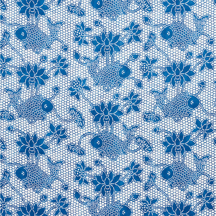 Schumacher Lotus Batik Indigo Fabric Sample 177790