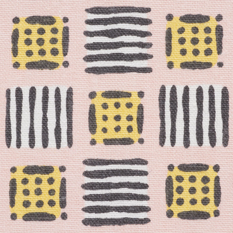 Schumacher Mottley Grid Pink Lemonade Fabric Sample 177861