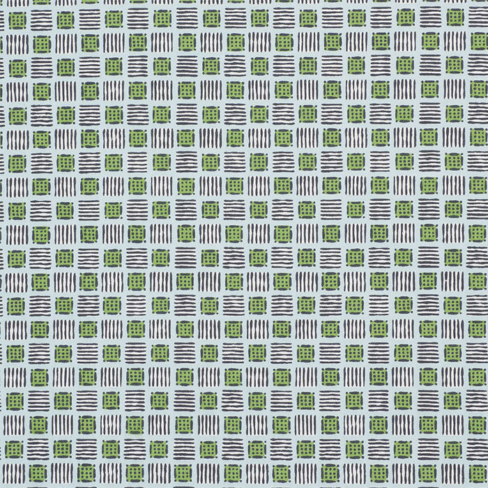 Schumacher Mottley Grid Sky & Putting Green Fabric Sample 177862