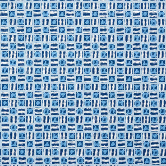 Schumacher Mottley Grid Cottage Blue Fabric Sample 177863