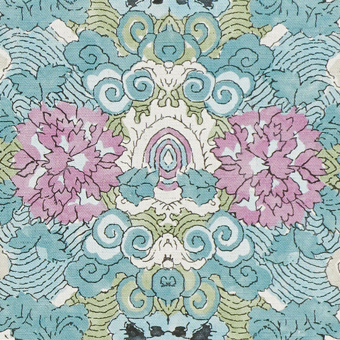 Schumacher Magic Mountain Dragon Blue Fabric Sample 178050