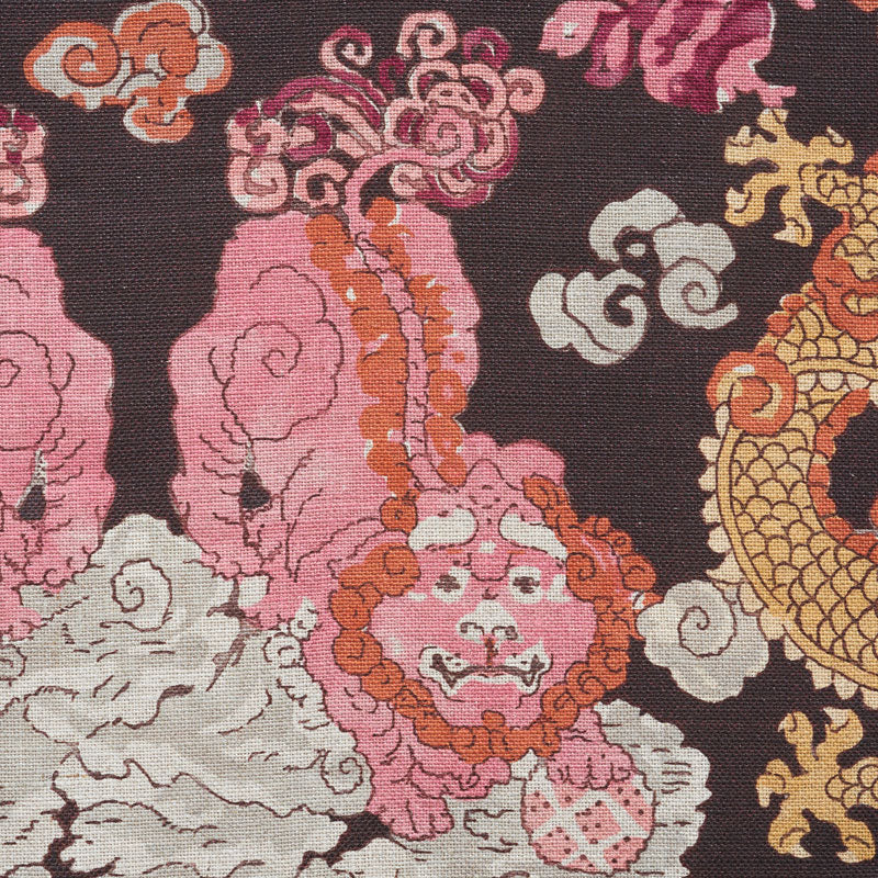 Schumacher Magic Mountain Dragon Aubergine Fabric 178053