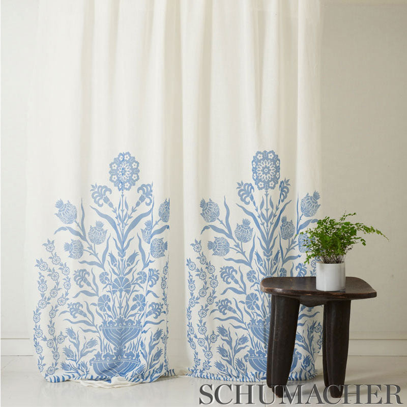 Schumacher Iznik Sheer Blue Fabric 178090