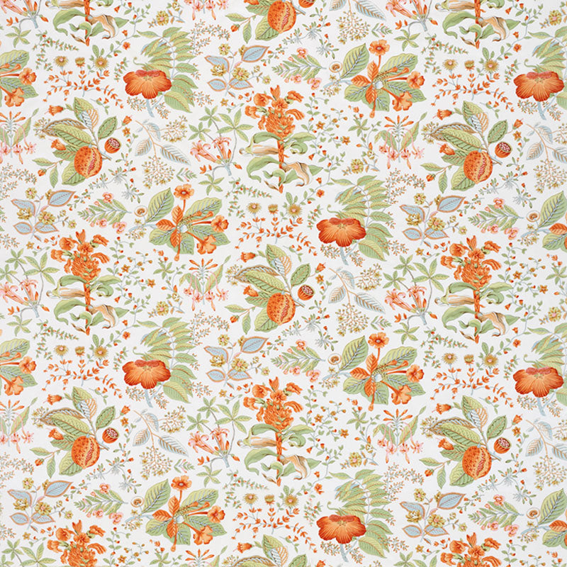 Schumacher Pomegranate Botanical Orange Fabric Sample 178122