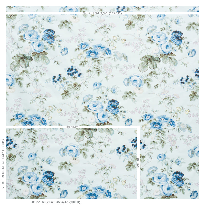 Schumacher Salisbury Chintz Celadon Fabric 178150