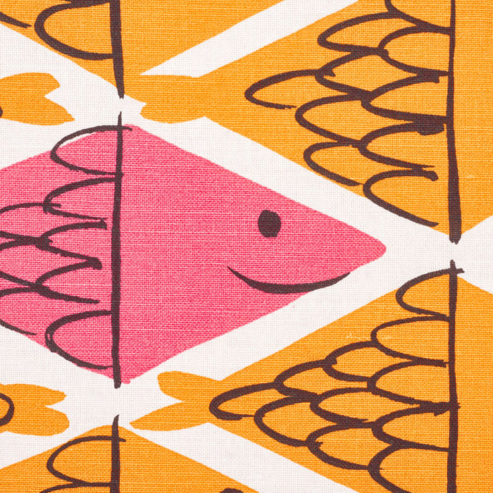 Schumacher Fish School Orange & Pink Fabric Sample 178210