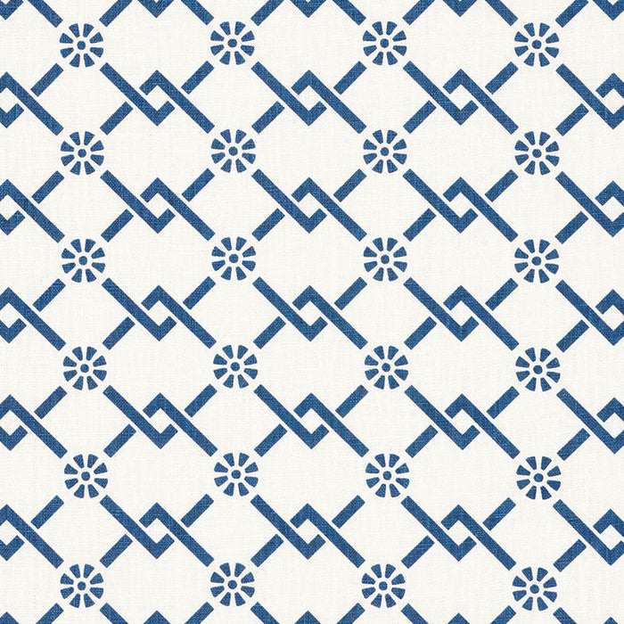 Schumacher Fretwork Flower Pacific Fabric Sample 178310