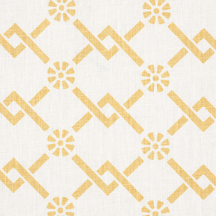 Schumacher Fretwork Flower Saffron Fabric Sample 178311