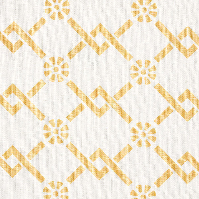 Schumacher Fretwork Flower Saffron Fabric 178311