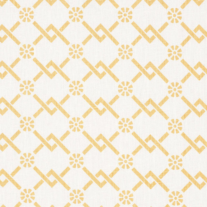 Schumacher Fretwork Flower Saffron Fabric Sample 178311