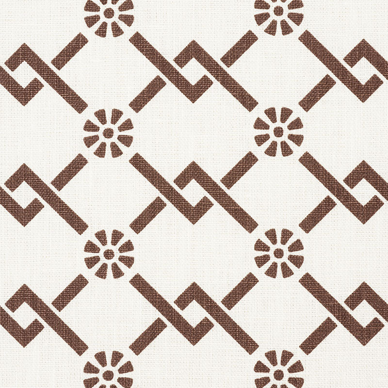 Schumacher Fretwork Flower Chestnut Fabric 178312