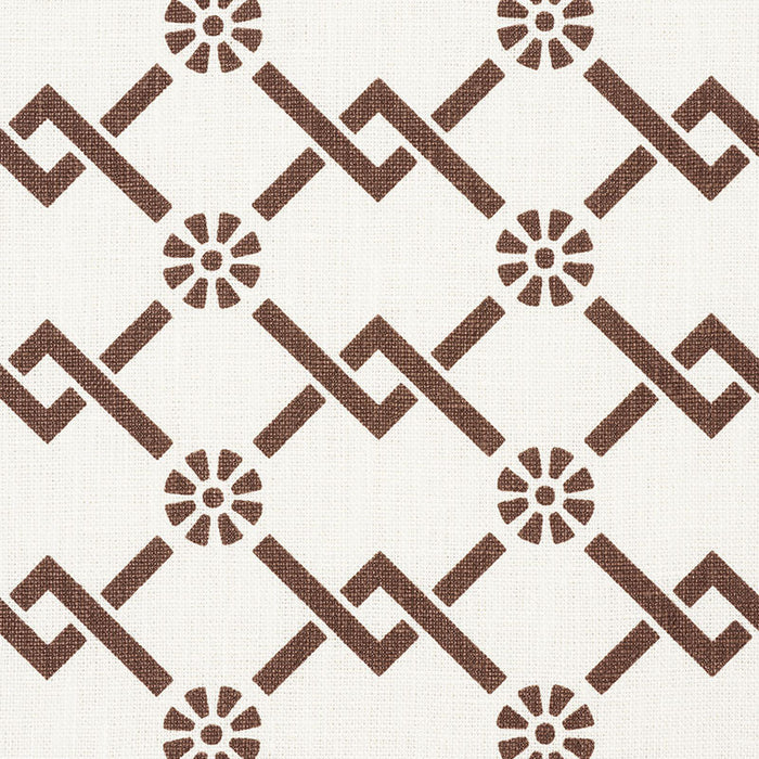 Schumacher Fretwork Flower Chestnut Fabric Sample 178312