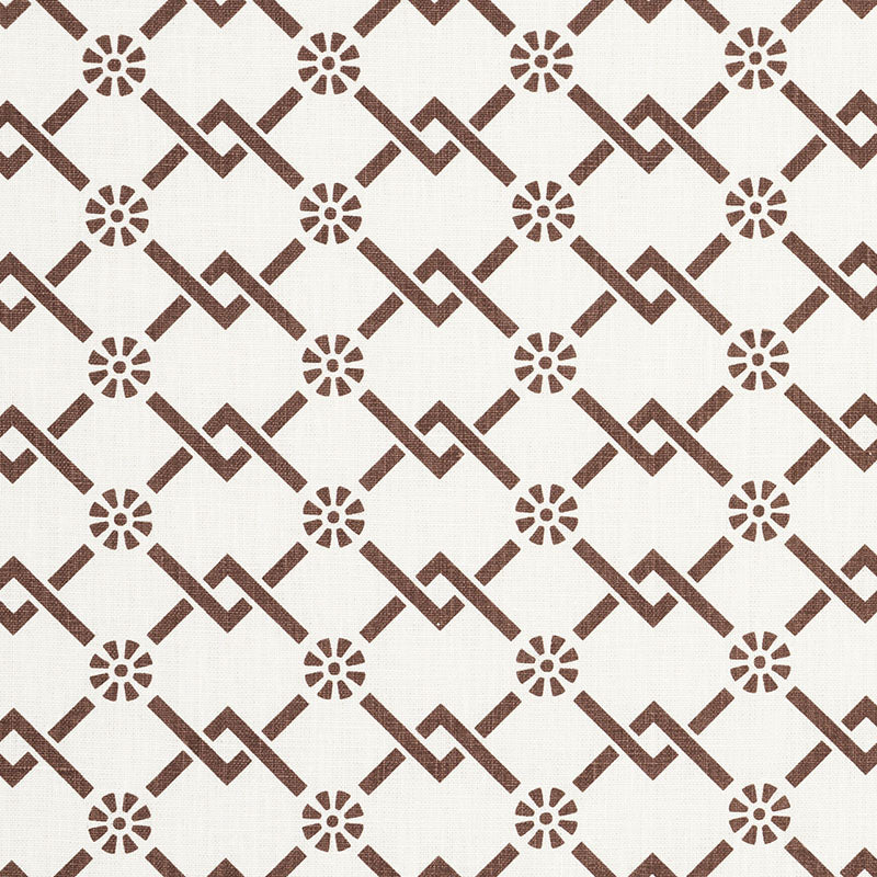 Schumacher Fretwork Flower Chestnut Fabric 178312