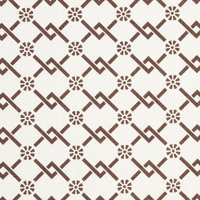 Schumacher Fretwork Flower Chestnut Fabric Sample 178312