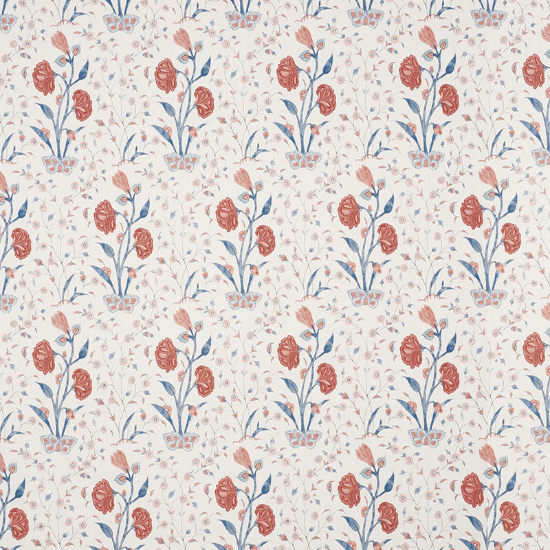 Schumacher Khilana Floral Delft & Rose Fabric Sample 178330