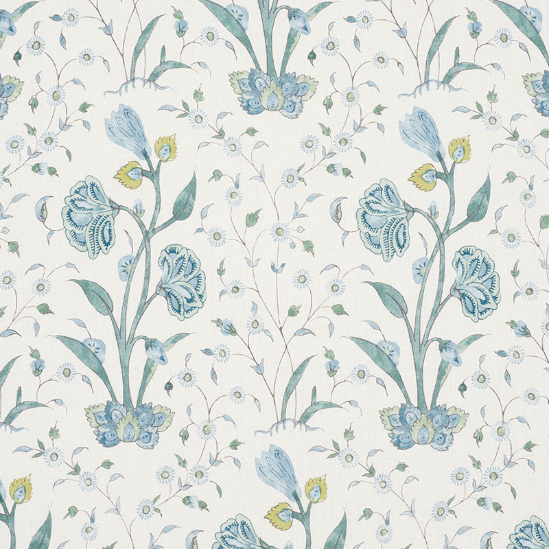 Schumacher Khilana Floral Peacock Fabric 178331