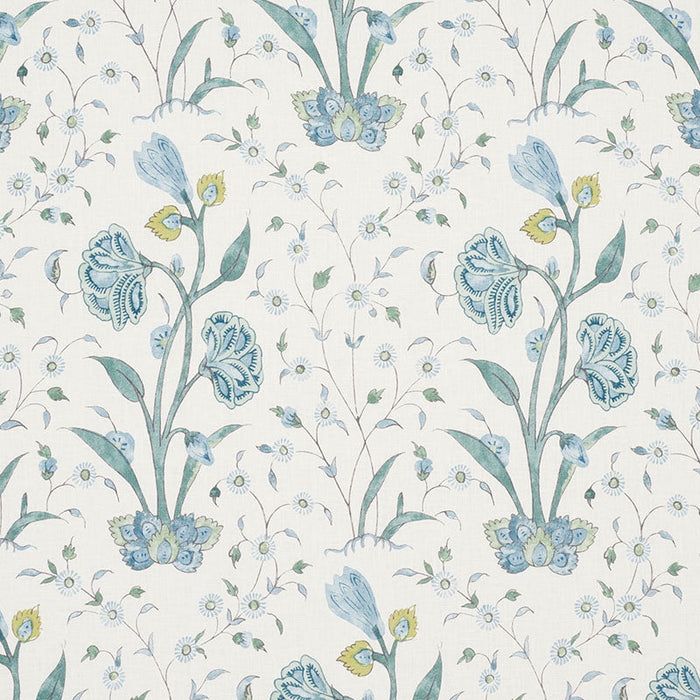 Schumacher Khilana Floral Peacock Fabric Sample 178331