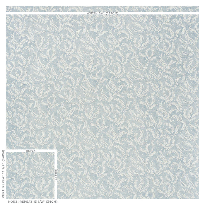 Schumacher Etched Fern Blue Fabric Sample 178531