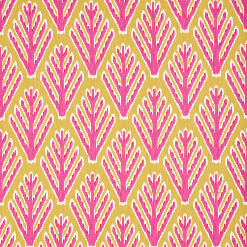 Schumacher Bodhi Tree Yellow & Pink Fabric Sample 178560