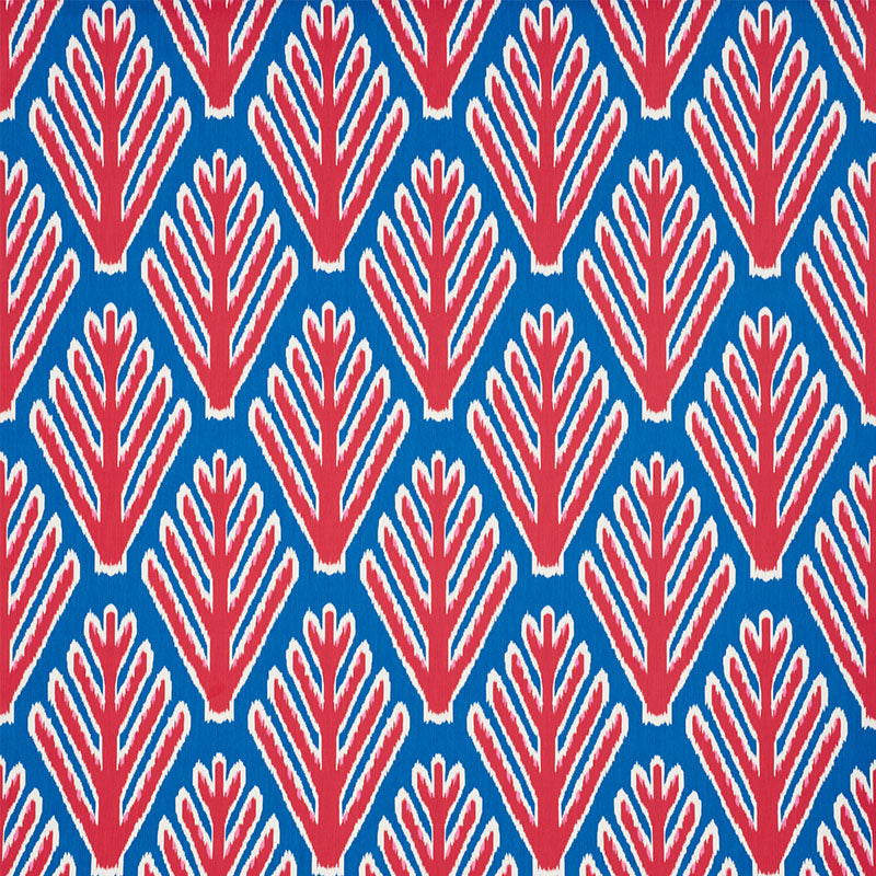 Schumacher Bodhi Tree Blue & Red Fabric 178561