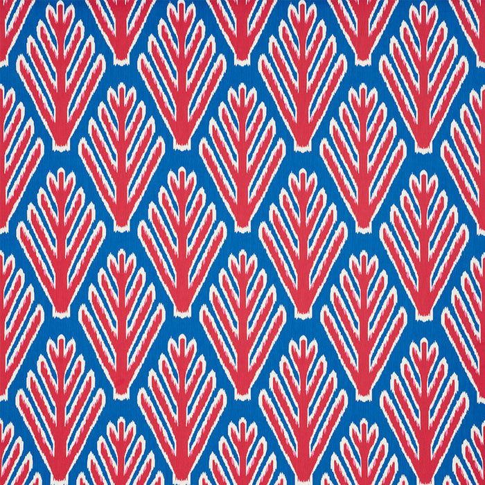 Schumacher Bodhi Tree Blue & Red Fabric Sample 178561