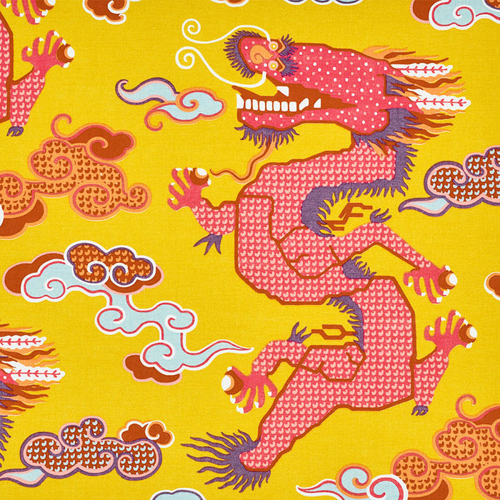 Schumacher Magical Ming Dragon Yellow Fabric 178591