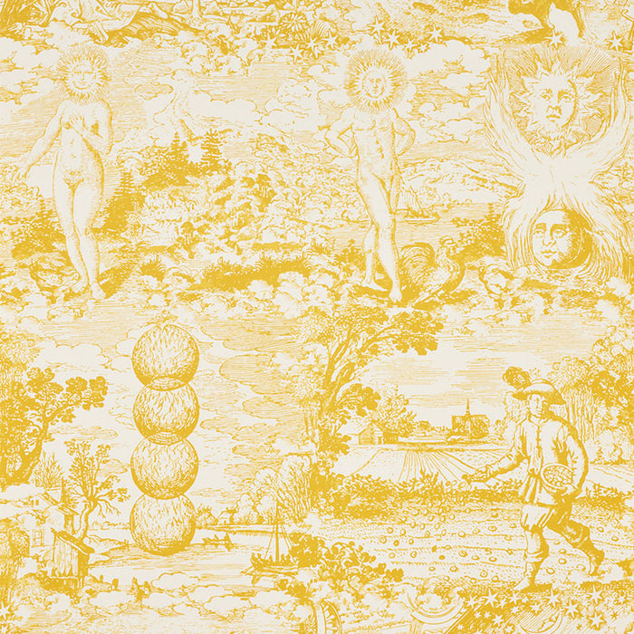 Schumacher Modern Toile Yellow Fabric 178622