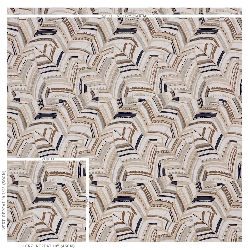 Schumacher Deco Leaves Neutral Fabric 178651