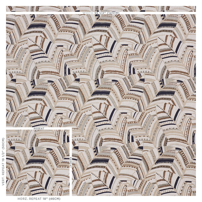 Schumacher Deco Leaves Neutral Fabric Sample 178651