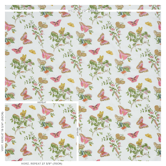 Schumacher Baudin Butterfly Chintz Blush Fabric Sample 178720