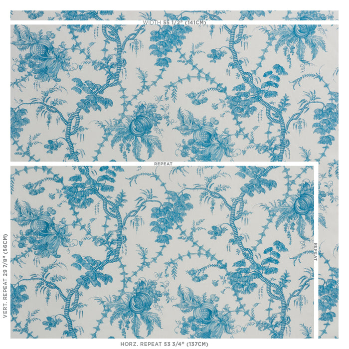 Schumacher San Cristobal Toile Peacock Fabric 178731