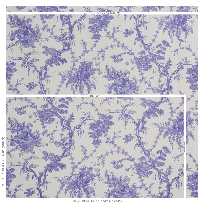 Schumacher San Cristobal Toile Purple Fabric 178732