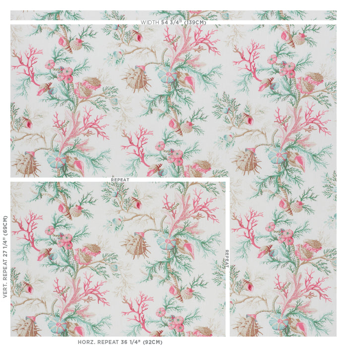 Schumacher Del Tesoro Pink & Aqua Fabric 178761