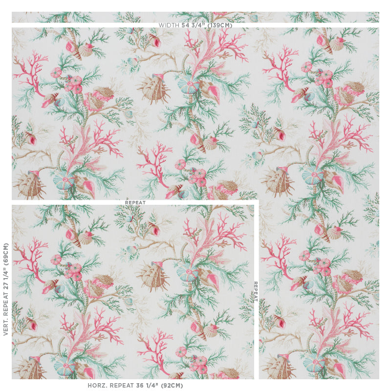 Schumacher Del Tesoro Pink & Aqua Fabric Sample 178761