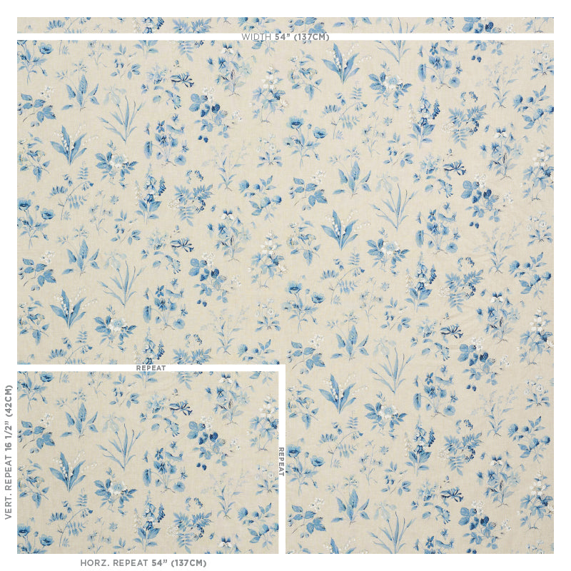 Schumacher Floreana Blue Fabric 178790