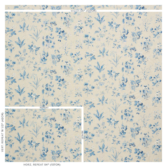 Schumacher Floreana Blue Fabric Sample 178790