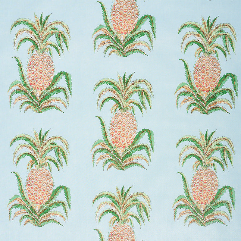 Schumacher Pineapples Chintz Sky Fabric 178801